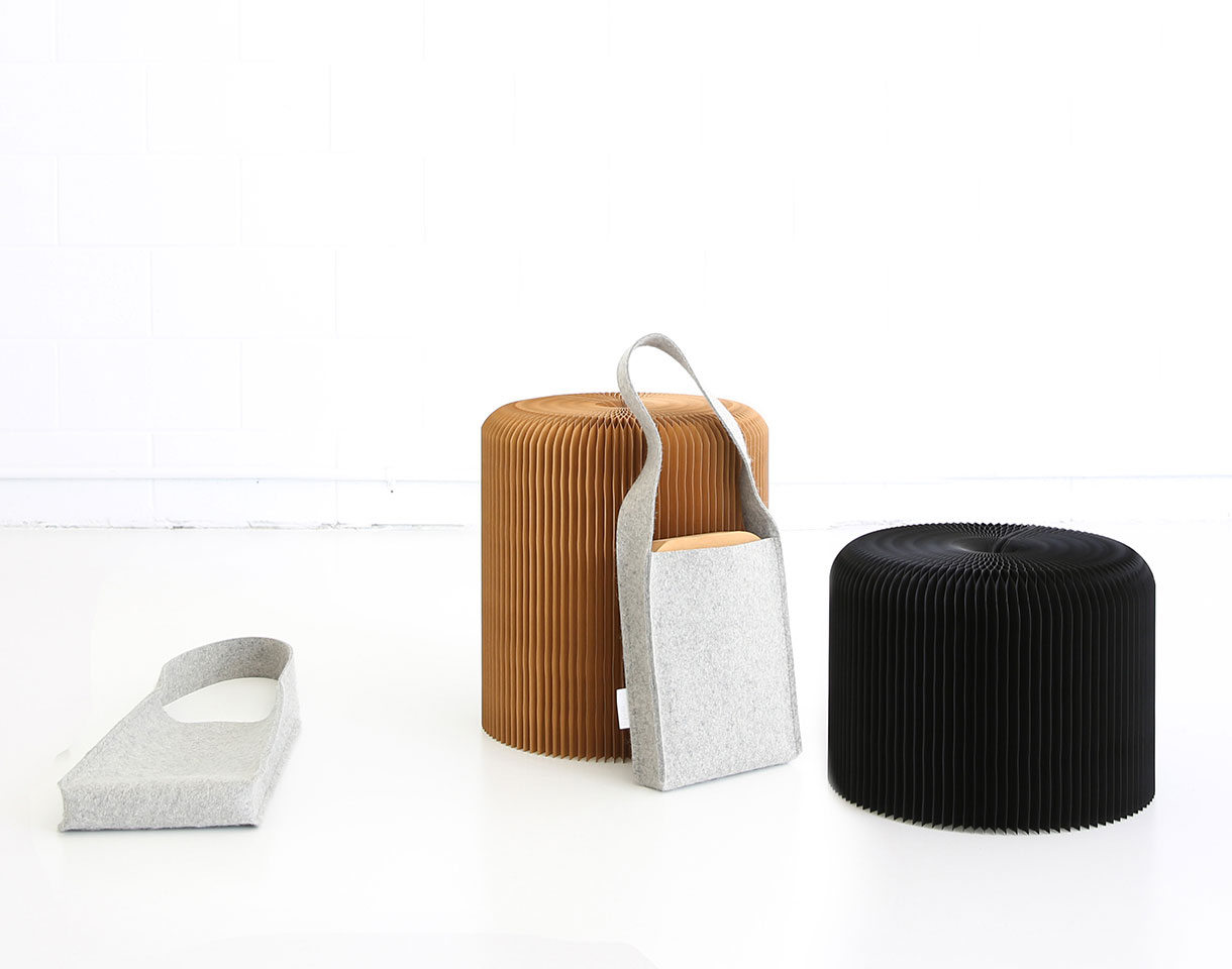 Folding Paper Stool Bench - softseating Paper Furniture