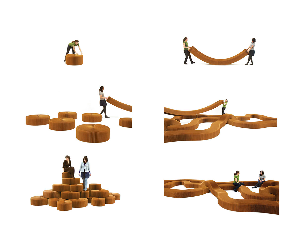 Folding Paper Stool Bench - SoftSeating Paper Furniture